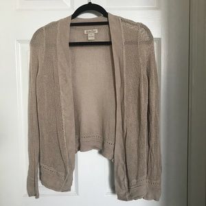 Lucky Brand | Tan Knit Draped Cardigan Sweater